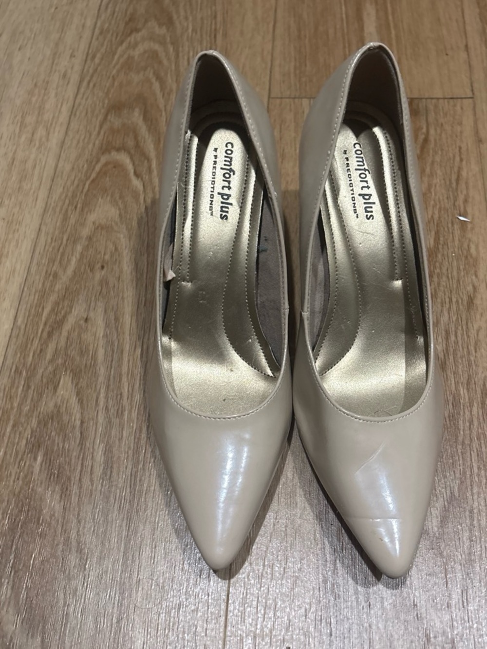 comfort plus by Predictions Beige Pointed-Toe Pumps